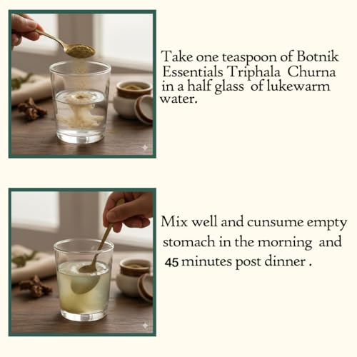 BOTNIK ESSENTIALS 100% Organic Triphala 1:2:3 Churna-250gm Each(Pack of 2) for Acidity|Gas|Constipation|Indigestion|Colon Cleansing, Formula by Maharishi Vagbhata in Astang Hridayam.