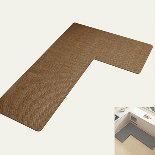 Tapis de cuisine en caoutchouc absorbant lavable et imperméable avec design d'angle en L