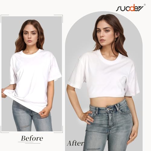 SUOSDEY Crop Top Tuck Elastic Waist Band for Tucking Shirts Adjustable Sweater Cropping Belt Shirt Tuck Band Women3