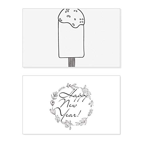 Tarjeta conmemorativa Black Outline de Año Nuevo: sofisticación Sésamo Ice Cream Popsicles