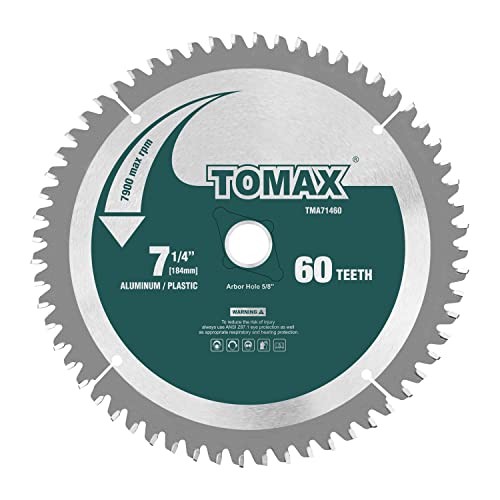 TOMAX 7-1/4-Inch 60 Tooth TCG Aluminum and Non-Ferrous Metal Saw Blade with 5/8-Inch DMK Arbor