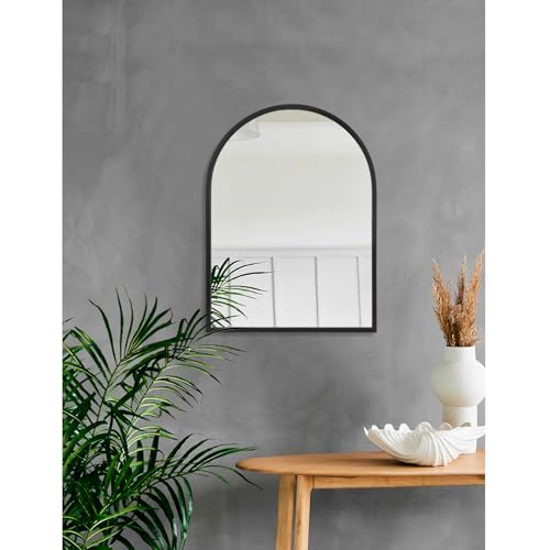 Image of Arch Wall Mirror 20 inchx16 inch Large Black Bathroom Mirror Metal Frame Mirrors for Wall, Decoration Vanity Bedroom Entryway Living Room