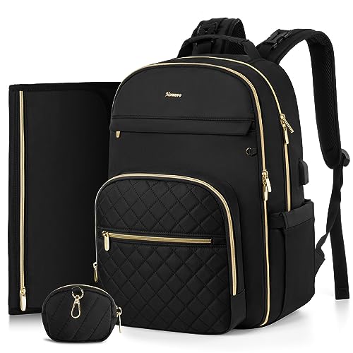 Image of MOMUVO Diaper Bag Backpack, Quilted Baby Bag with Changing Pad and Stroller Straps and Pacifier Case, Large Travel Diaper Bags for Mom Dad,Black