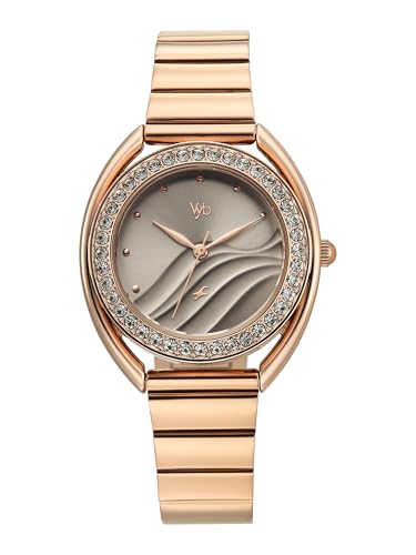 Fastrack Vyb Eclipse with Quartz Analog Light Grey Dial Rose Gold Stainless Steel Strap Watch for Girls - FV60123WM01W