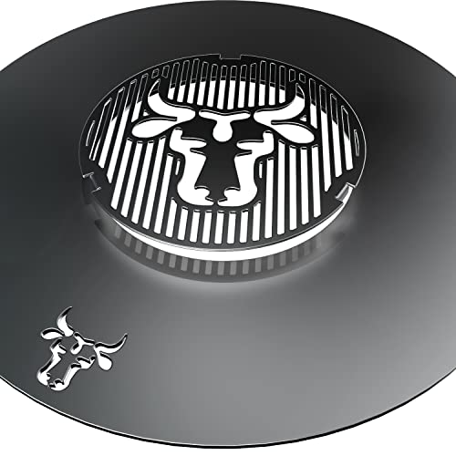 tuning-art GR03 Grillring + Grilleinsatz | Rund | BBQ Motiv | Stahl | Grillrost für Grillplatte Plancha, Größe:55er Grillring + Grilleinsatz