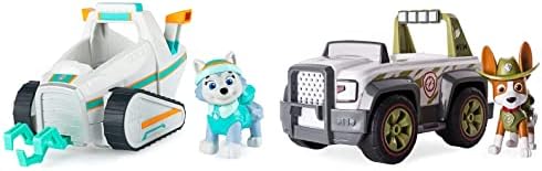 Paw Patrol Everest’s Snow Plow & Paw Patrol Jungle Rescue, Tracker’s Jungle Cruiser, Vehicle & Figure Bundle
