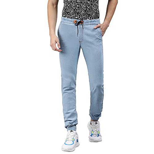 Urbano Fashion Men’s Ice Blue Slim Fit Washed Jogger Jeans Stretch (nwibnhpsjog-14-iceblue-36)