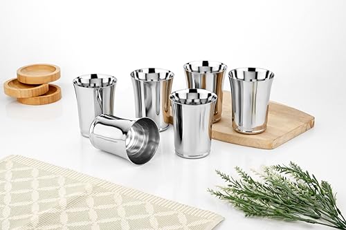 Image of Vinod Stainless Steel Alto Glass - Six Glasses in one Box (400 ml)
