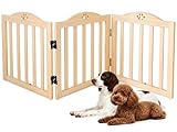 YOCAN Foldable Wooden Dog Gate, 23.6' Tall 3 Panels Indoor Puppy Gate, Freestanding Pet Dog Fence, No Assembly Portable Pet Barrier for Doorways, Stairs & Hallways