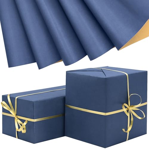 Blue Wrapping Paper 50 * 70cm 5Pcs Kraft Wrapping Paper for Birthday Fathers Day Christmas Wedding Gift Decoration