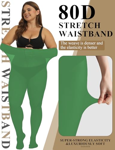 Image of Buauty Plus Size Tights for Women Ultra Soft Solid Color Semi-Opaque Pantyhose,