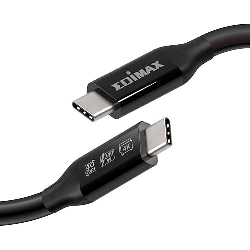 Miniatura 10 de Edimax Cable USB-C USB B4 Thunderbolt 3, 1.6 pies  1.6 ft, hasta 40Gbps y 240W USB-PD, ultra duradero, unidades SSD, bases Thunderbolt, MacBook Pro,