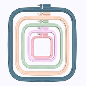 Pllieay 5 Pieces 5 Sizes Square Embroidery Hoops, ABS Plastic Embroidery Hoops for DIY Embroidery Craft