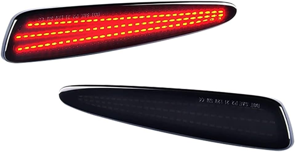 Red Amber LED Front Bumper Side Marker Lights Smoke Lens, Compatible with Chevy Corvette C6 2005-2013, Front Fender Marker Lamps
