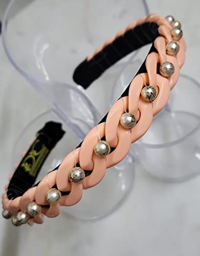 Image of Neon Peach Chain Plastic Hairbands /Headbands for Girls & Women (Set of 1)