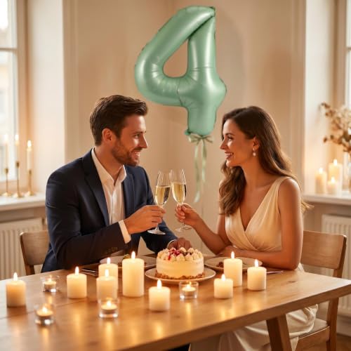 Image of YPSelected 32 Inch Large Foil Helium Number Balloon Birthday Wedding Party 0-9 (Olive Green, 4)