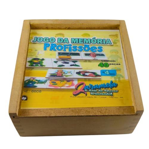 Jogo Memória Profissões Caça-Palavras Quebra-Cabeça Brinquedo Pedagógico Madeira MDF 40 Peças Estimu