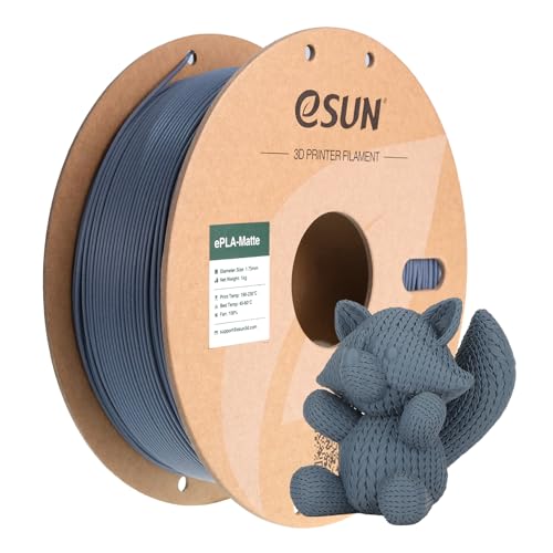 Image of eSUN Matte PLA Filament 1.75mm, 3D Printing PLA Filament 1.75mm Dimensional Accuracy + /- 0.03mm, 1kg Carboard Spool (2.2lbs) for Most FDM 3D Printers,Dark Grey