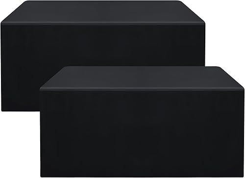 Smiry Paquete de 2 manteles ajustables color negro, manteles rectangulares de tela de poliéster de 6 pies, mantel lavable para ferias, ferias de