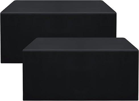 Smiry 2 Packs Fitted Black Tablecloths, 6 Foot Rectangle Polyester Fabric Table Cloths, Washable Table Cover for Trade Show, Craft Show, Parties, Birthday, Wedding, 72 x 30 Inch
