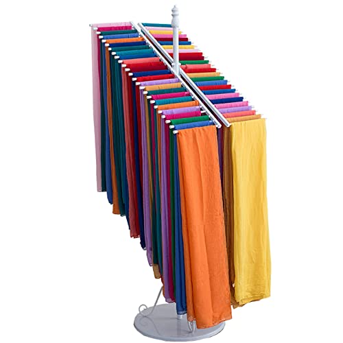 UWYTGF Floor White Scarf Rack with Round Base,Large Storage Display Stand for Scarf/Jeans/Cloth,Space Saving for Home/Store/Hotel,S