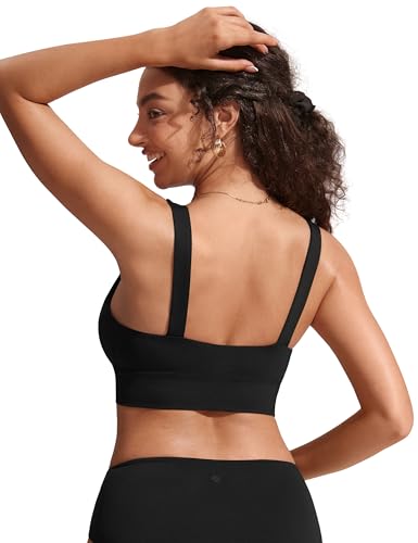 CRZ YOGA Womens Bikini Tops Scoop Neck Bathing Suit Supportive Modest Swimsuit Wide Straps Sports Bra Padded2