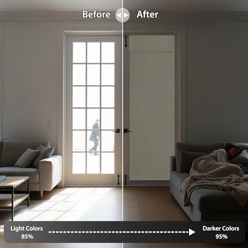 Image of RYB HOME Sidelight Door Curtain - Full Privacy Protect Thermal Insulated Glass Window Drapes for Patio Front French Door Living Room, W12 x L69 inch, 1 Panel, Light Beige