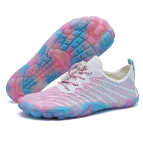 WateLves Water Shoes for Men Women Barefoot Quick-Dry Aqua Sock Outdoor Athletic Sport Shoes Kayaking Boating Hiking Surfing Walking(Pink/Blue,40)