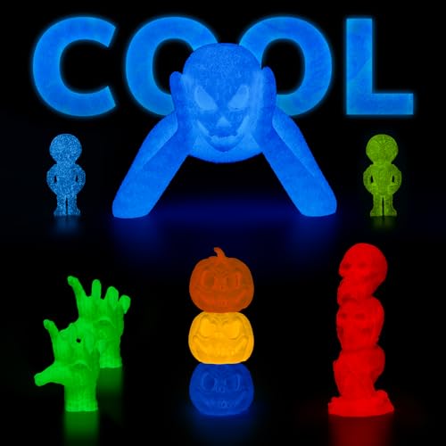 Image of AMOLEN 3D PLA Printer Filament, 1.75mm Glow in The Dark Blue PLA Filament for 3D Printing, Best with UV Lamps, 1kg Spool (2.2lbs), Dimensional Accuracy + /- 0.02 mm, Fit Most FDM 3D Printers