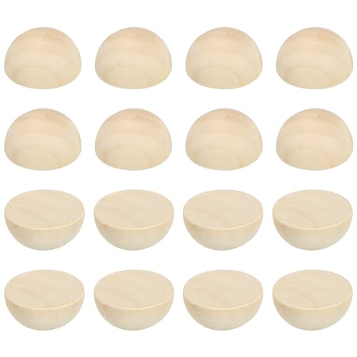 PATIKIL 25mm Half Wood Beads, 200 Pack Unfinished Natural Wooden Beads Round Split Wood Balls for Craft Art Ornaments Painting Brown