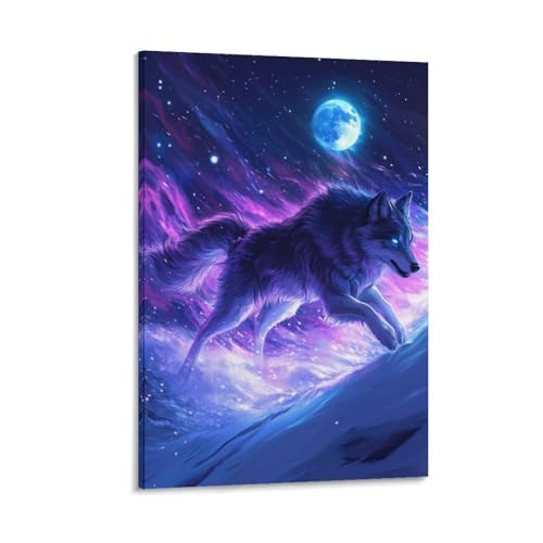 Loup murale decoration affiche salon peinture sur toile modern