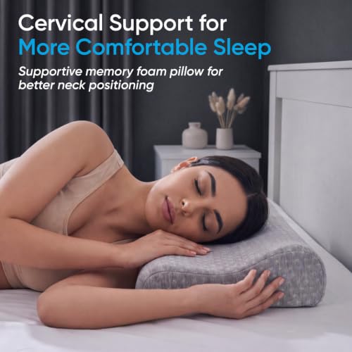 Image of FOVERA Cervical Pillow for Neck Pain | for Spondylitis Neck & Shoulder Pain, Orthopedic Memory Foam Pillow for Sleeping (King Size - 24 x 15 x 4.5 Inch, Grey, Pack of 1)