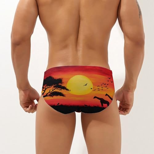 African Giraffe Sunset Men's Swimsuit Bikini Briefs Swim Underwear Stretchy Swimwear3