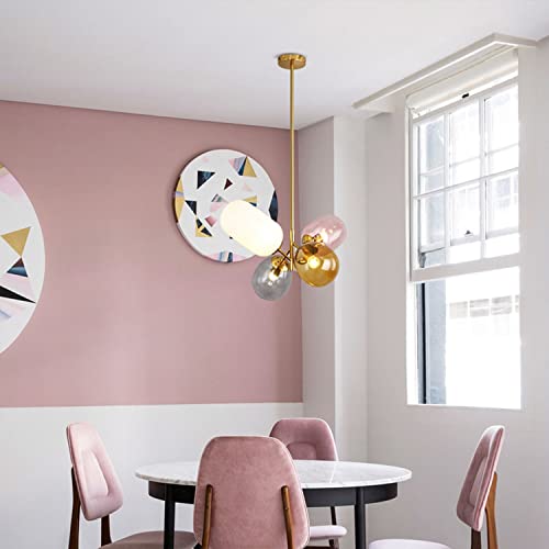Kco Lighting Modern Colorful Pendant Light Gold Globe Pendant Lighting Stained Glass Balloon Chandelier Light Fixture Colored Glass Pendant Lights Kitchen Island For Kids Room thumb #5