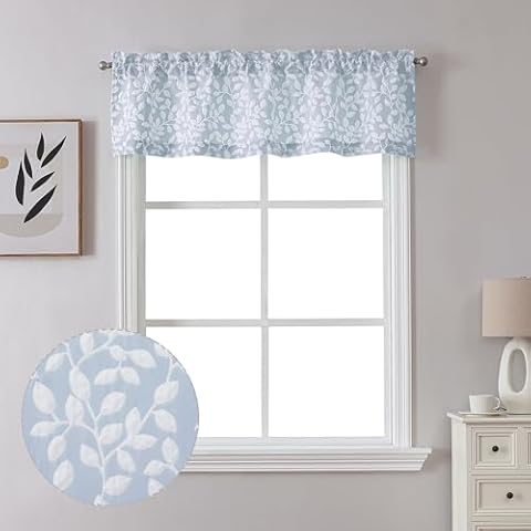 Chyhomenyc 3D Embossed Blue Valance Curtain Cover