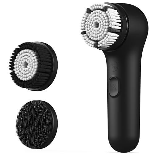 Face Scrubber, NågraCoola 3.0 Facial Cleansing Brush, Waterproof & Rechargeable Face Scrub Brush for Men&Women, Electric Facial Exfoliator with 3 Brushes, 3 Intensities, 2 Action Modes – Black