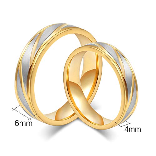 PAURO Stainless Steel Couples Laser Individual 18K Golden Ring for Wedding Promise2