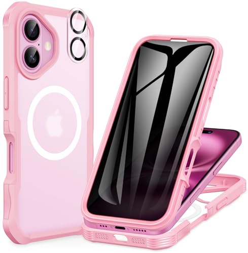 Housse intégrale iPhone 16 Plus magnétique rose en verre trempé premium