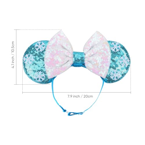 Image of DRESHOW Minnie Ears Headbands Mouse Ears Sequin Bow Headbands Elastic Adjustable Headband Glitter Party Decoration Cosplay Costume for Women