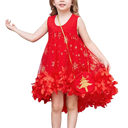 Sunny Fashion Mädchen Kleid Weihnachten Bag 2 Stück Setzen Weihnachtsbaum Schnee 3D Blumen- Gr. 110 Cover