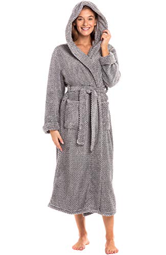 Image of Alexander Del Rossa Womens Fluffy, Fuzzy Robe for Women,Women's Long Hooded Robes, Plus Size