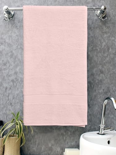 Image of Bombay Dyeing Towel 100% Cotton Tulip Bath Turkish Towel | 450 GSM, Super Soft & Ultra Absorbent | 75cm x 150cm | Hand Washable & Machine Washable (Powder Pink)