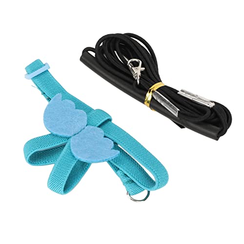 Bird Harness and, Leash Elastic Easy To Wear Adjustable Ing Supplies Harnesses Lightweight Portable Flying Straps with Cute S Blue Pet Outdoor Rope for S Birds (Blue)