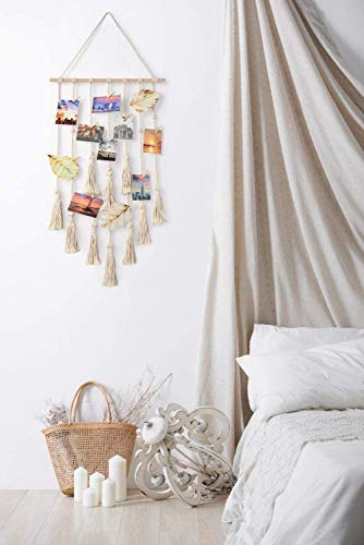Mkouo Macramé wandtapijt, hangende fotowand, boho, decoratie, chic geweven tapijt voor wooncultuur, slaapkamer… - Afbeelding 5