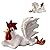 PUXING White Rooster Statue - Enchanting Posture, Lying Down, Winking, Garden Decor