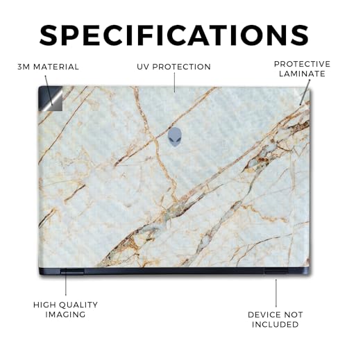 Image of Carbon Fiber Laptop Skin Compatible with Alienware M16 R2 (2024) - Antique Marble - Premium 3M Vinyl Protective Wrap Decal Cover - Easy to Apply | Crafted in The USA by MightySkins