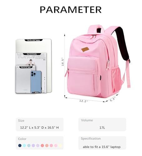 Image of abshoo Girls Solid Color Backpack For College Women Water Resistant School Bag (Pink)