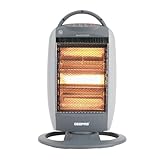 GEEPAS Halogen Heater 1200W | Instant Heating Energy Efficient Heater with 3 Heat Settings 400/800/1200W | Oscillation Function & Low Running Cost | 3 Bar Compact Radiator Home Office, Grey