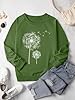 Dresswel Women Dandelion Print Sweatshirt Crew Neck Long Sleeve Tops Basic Jumper Tunic Blouse Shirts(Black, 2XL) #1