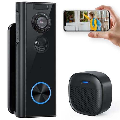 Bushora Doorbell Camera WiFi, Multi Angle Bracket Doorbell Camera Night Vision with 2.4GHz, Compatible with Alexa and Google Assistant